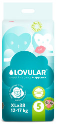 %Подгузники Lovular Sweet kiss XL 12-17 кг, 38 штук