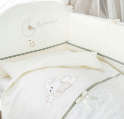 Комплект постельного белья для детей Le petit bebe, молочно-оливковый, Perina