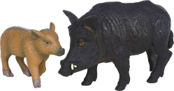 Набор фигурок животных Masai Mara серии Мир диких животных Семья кабанов, 2 предмета, чёрный кабан и поросёнок