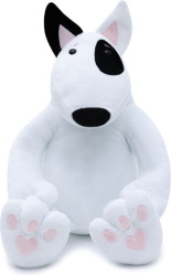 Мягкая игрушка Пёс Hugo чёрное ухо Belaitoys, 35 см, белая 
