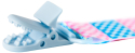 Прорезыватель на держателе Roxy Kids Клубничка, голубой-розовый, клеточка
