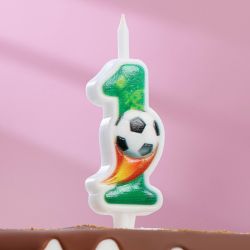 Свеча Страна Карнавалия для торта Футбольная цифра 1 зелёная, 12,5 см