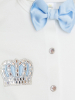 Комплект на выписку 2 предмета Luxury Baby Корона айвори, с голубым бантиком 62